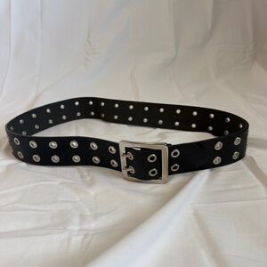 Black Punk Grommet Unisex Belt Double Prong Buckle Y2K Emo Grunge Size XS/S